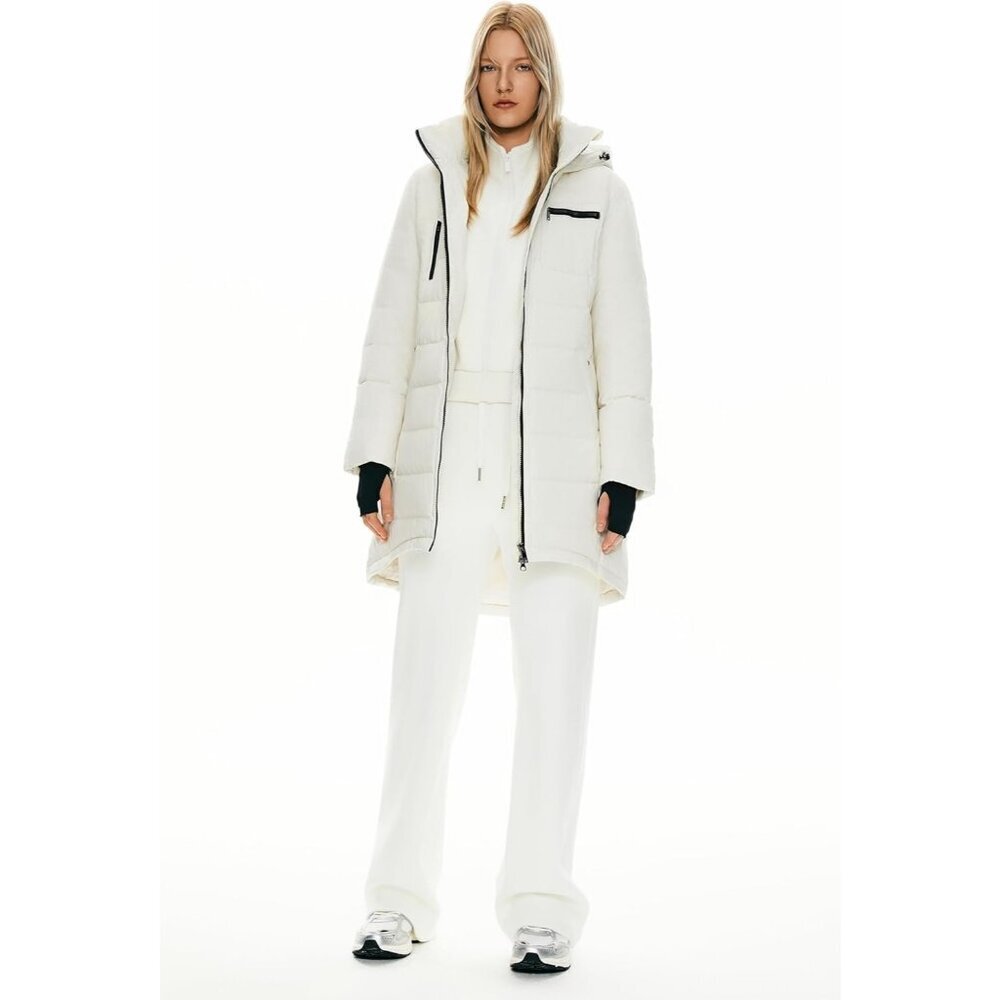 Women's Cannoli Cream Down Hooded Puffer Quilted Jacket Coat Winter Outerwear - Picture 8 of 8